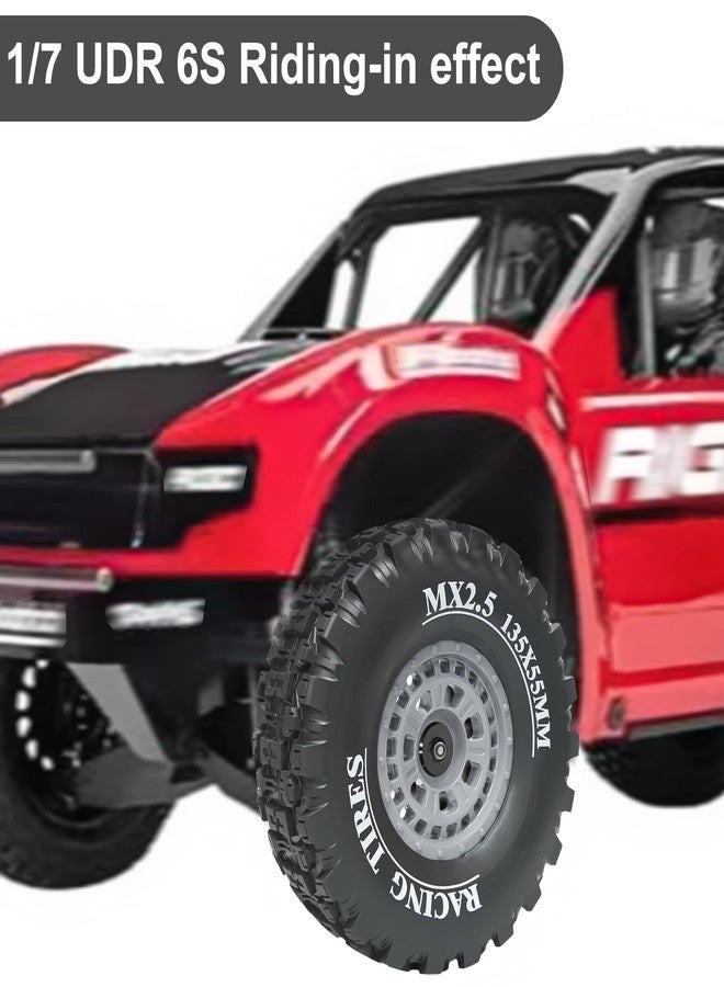 LRFHL 1/7 RC Short Course Truck Tires 1/8 Monster Truck Tires Compatible with ARRMA 1/7 Mojave 6S ARRMA 1/8 Mojave 4S TRAXXAS 1/7 UDR 6S RC Buggy Upgrades (4PCS, Grey) - Image 3
